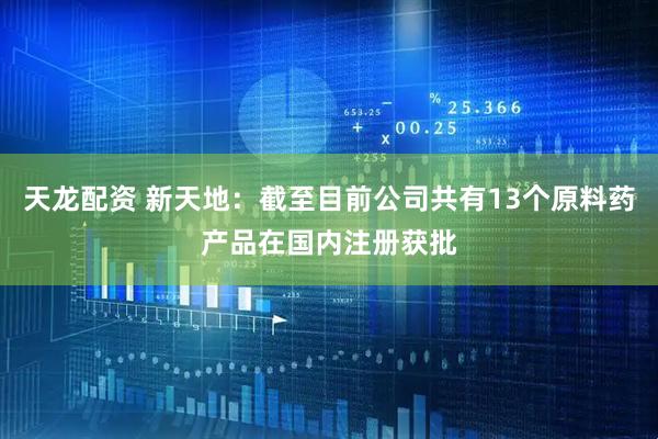 天龙配资 新天地：截至目前公司共有13个原料药产品在国内注册获批