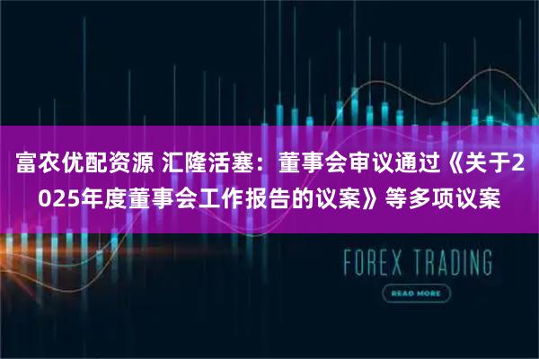 富农优配资源 汇隆活塞：董事会审议通过《关于2025年度董事会工作报告的议案》等多项议案