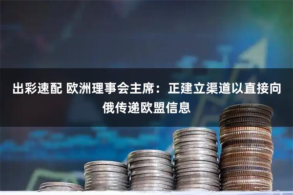 出彩速配 欧洲理事会主席：正建立渠道以直接向俄传递欧盟信息